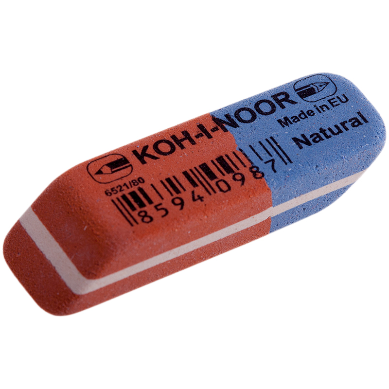 Ластик Koh-I-Noor "Blue Star" 80, скошенный, комбинированный, натуральный каучук, 41*14*8мм 65210800