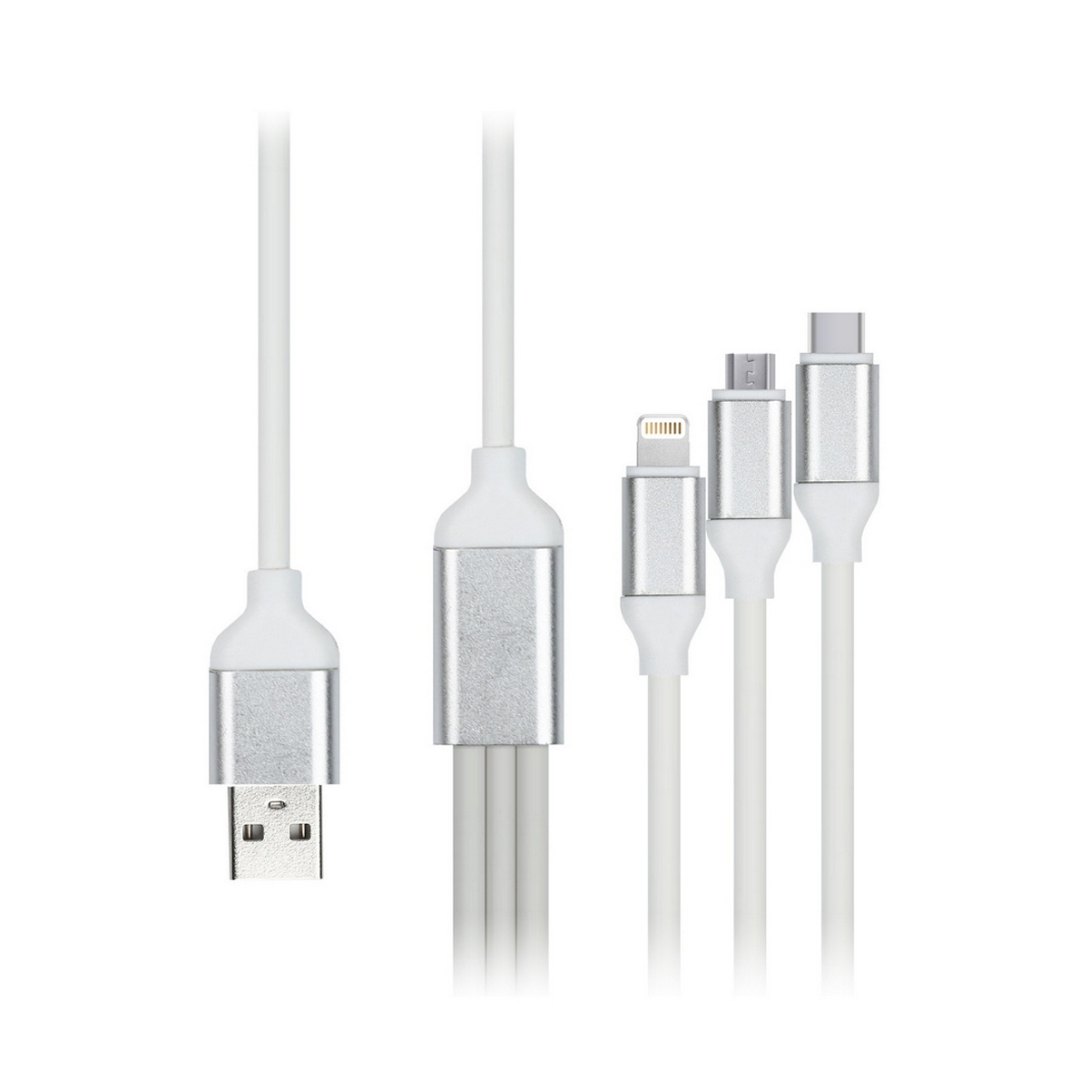 Кабель Smartbuy 3в1 универсальный, Micro-USB/Lightning/Type C, 1,2м, белый iK-312QBOMB white