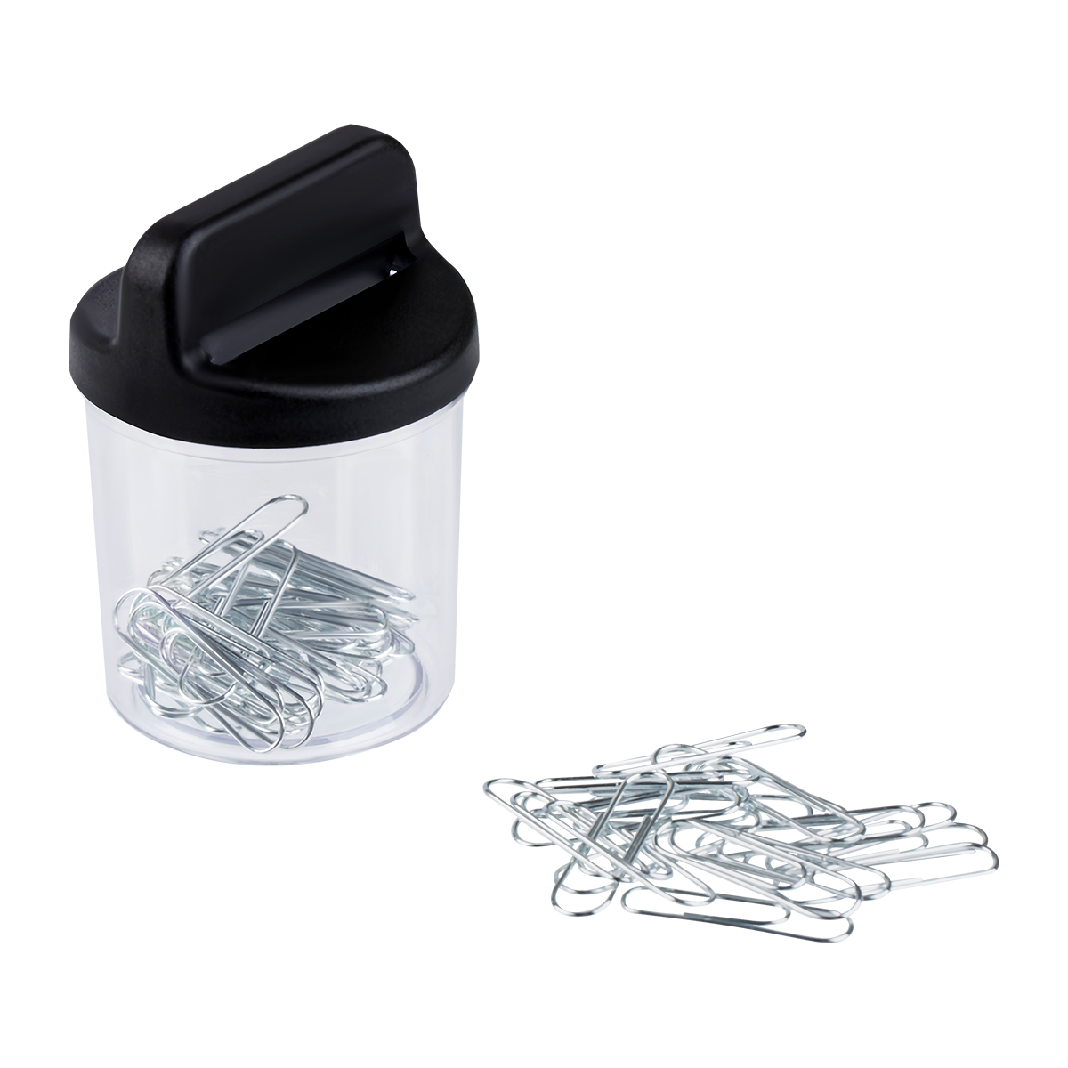 Скрепочница магнитная СТАММ, 50 никелированных скрепок, прозрачный корпус, картонная коробка ПС-32360