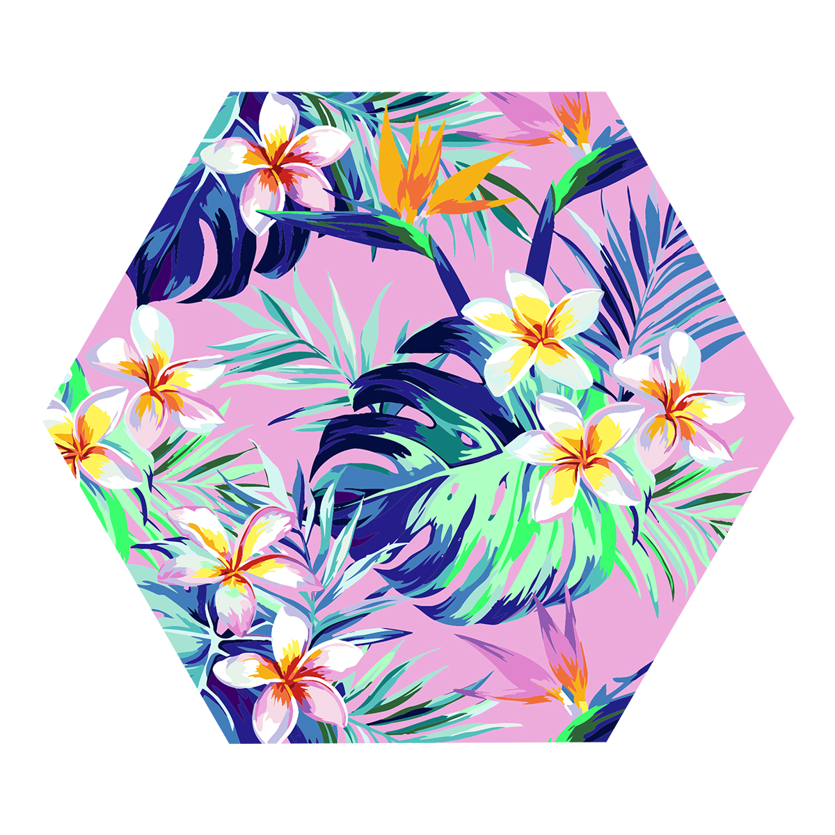 Картина по номерам на фигурном холсте ТРИ СОВЫ "Тропический сад", форма многоугольник, с акриловыми красками и кистями FCF30_00009