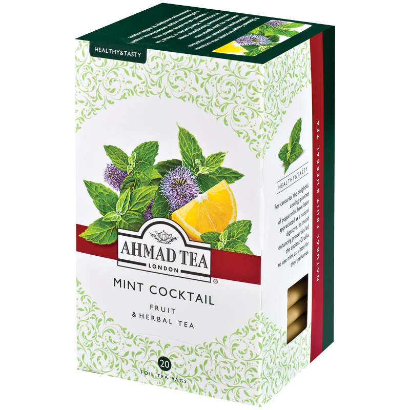 Чай Ahmad Tea "Mint Cocktail", травяной, с ароматом мяты и лимона, 20 фольг. пакетиков по 1,5г 1166
