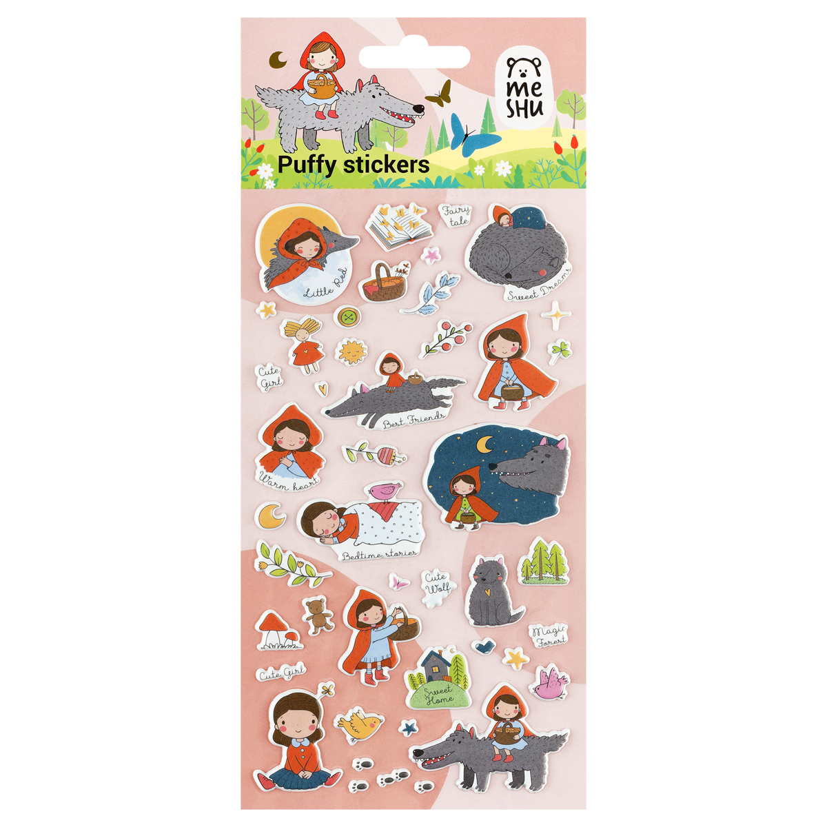 Наклейки объемные MESHU "Little red", 10*23см, пакет европодвес MS_57663