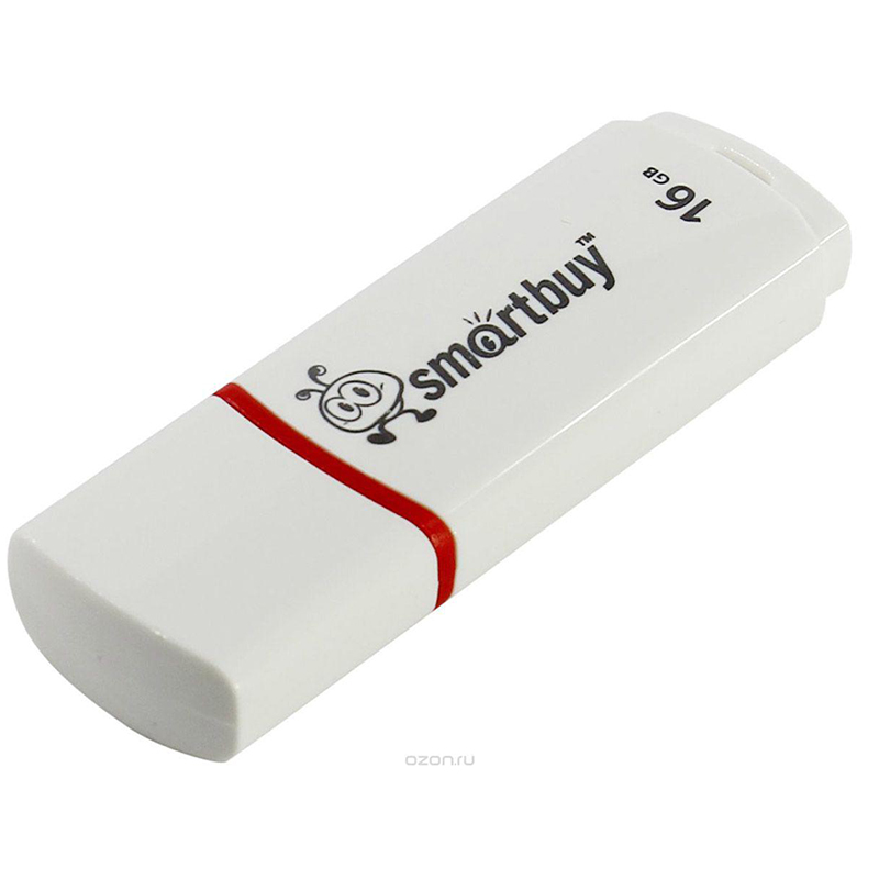Память Smart Buy "Crown"  16GB, USB 2.0 Flash Drive, белый SB16GBCRW-W