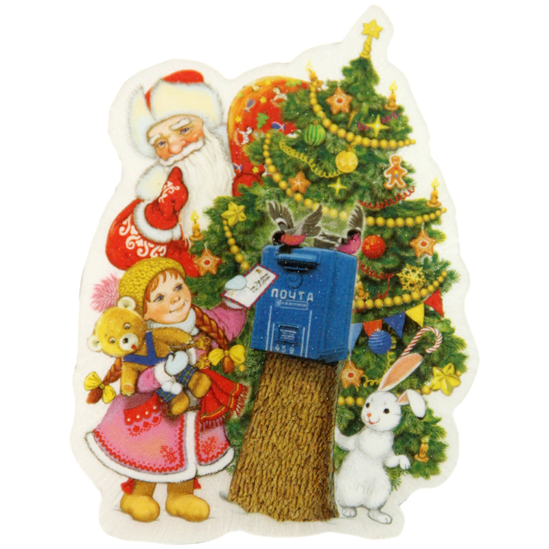 Новогоднее оконное украшение со светодиодной подсветкой "Почта Деда Мороза", 12*8,5см 42206