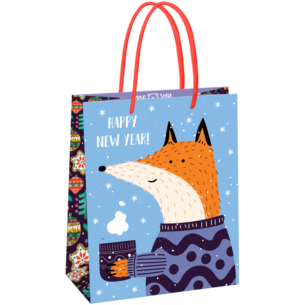 Пакет подарочный 18*23*10см MESHU "Hygge fox",  матовая ламинация MS_61582