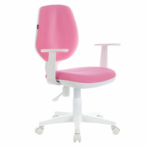 Кресло BRABIX Fancy MG-201W, с подлокотниками, пластик белый, розовое TW-13A, 532409 MG-201W_532409