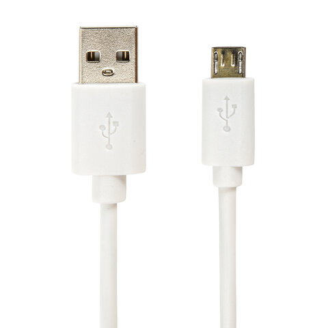 Кабель белый USB 2.0-micro USB, 1 м,SONNEN, медь, для передачи данных и зарядки, 513557