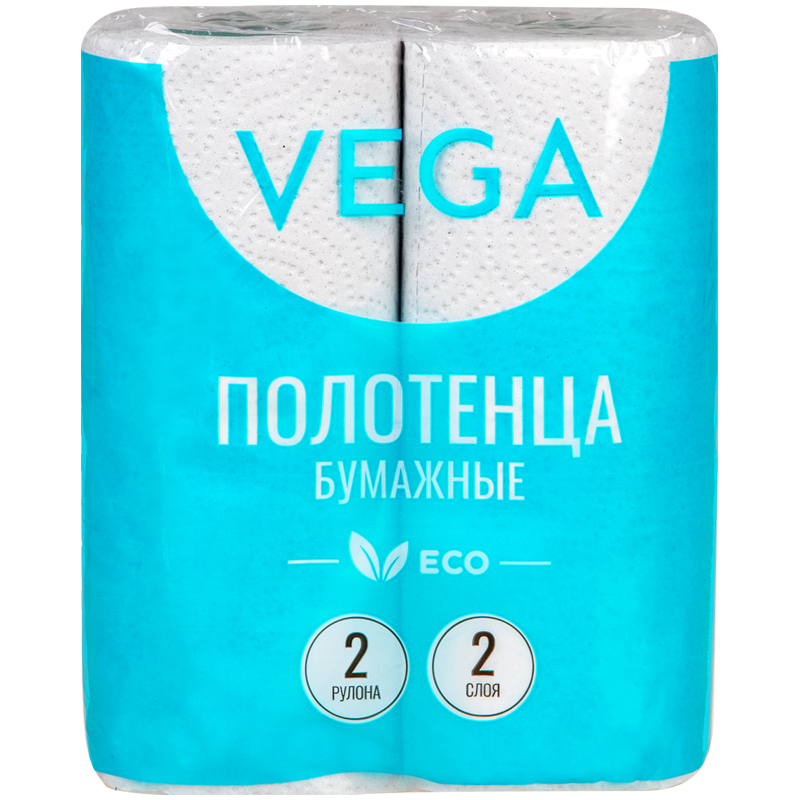 Полотенца бумажные в рулонах Vega, 2-слойные, 12м/рул, серые, 2шт. 315623