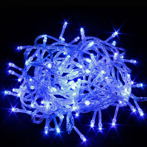 Гирлянда эл. 300л. 15м синие светодиоды белая нить