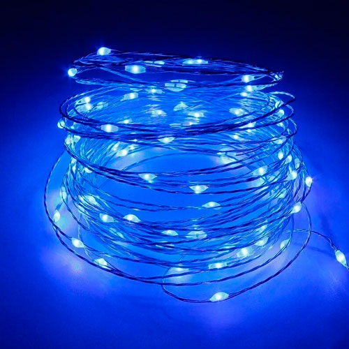 Гирлянда "Роса" 5м, синие светодиоды, бат.