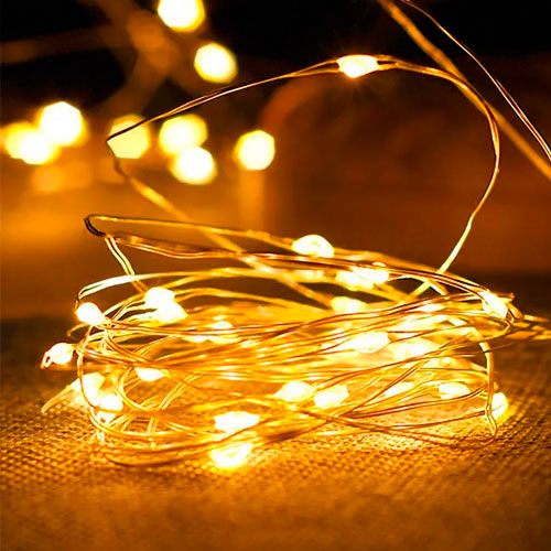 Гирлянда "Роса" 5м, желтые светодиоды, бат.