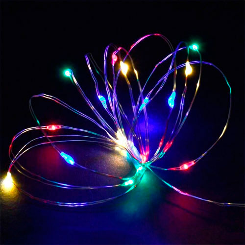 Гирлянда "Роса" 5м, цветные светодиоды, бат.