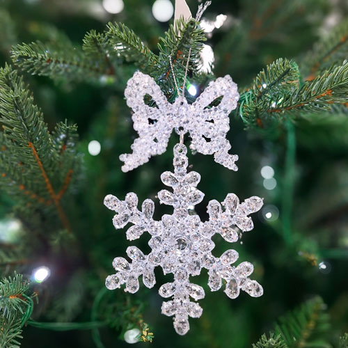 Новогоднее украшение-подвеска "Бант со снежинкой" 25LF-3