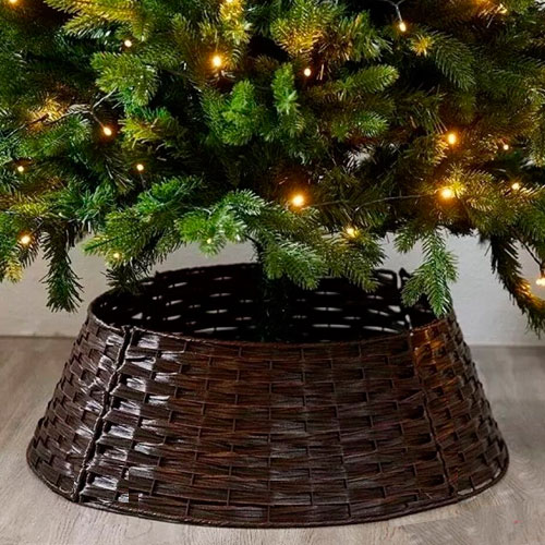 "Декоративное плетёное ограждение" под елку, темно-коричневый, h-23см, d-48см/68см