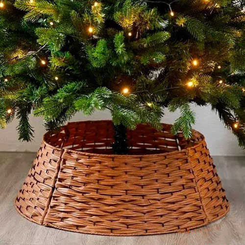 "Декоративное плетёное ограждение" под елку, светло-коричневый, h-23см, d-48см/68см