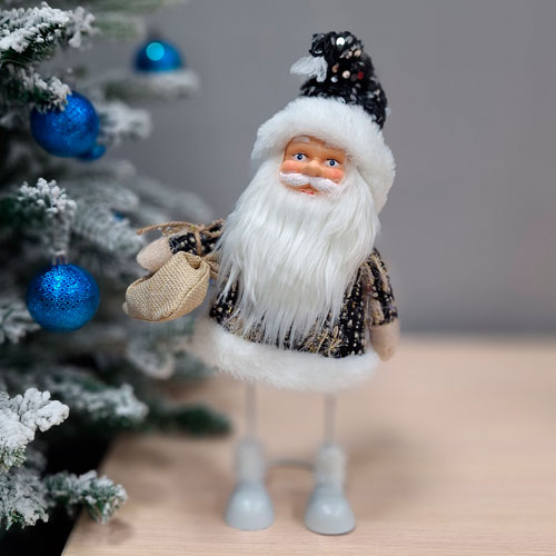 Фигурка на подставке Санта-Клаус пруж. 32,5см мягкая ассорти