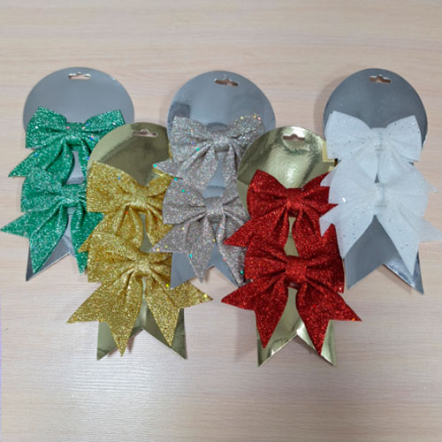 Украшение на елку Бант 12*12см комплект 2шт, ассорти