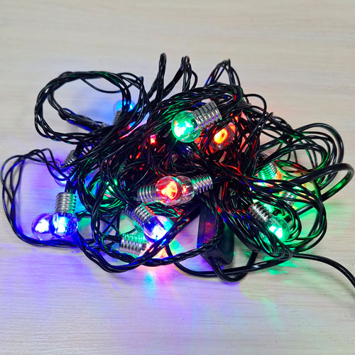 Гирлянда эл. 20л. 5м цветные шарики черная нить