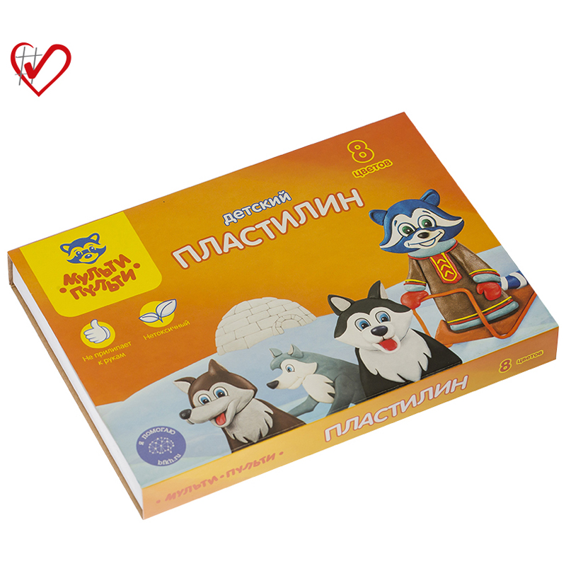 Пластилин Мульти-Пульти "Енот на Аляске", 08 цветов, 120г, со стеком, картон ДП_10233