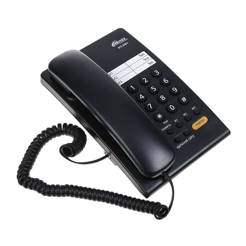 Телефон RITMIX RT-330 black, быстрый набор 3 номеров, мелодия удержания, черный, 15118350 15118350