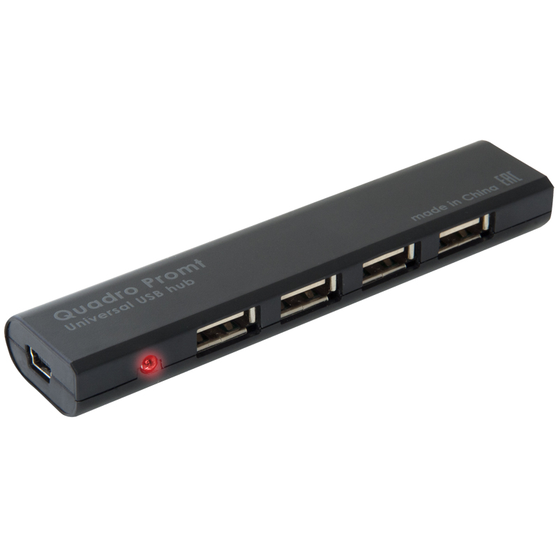 Разветвитель USB Defender Quadro Promt USB2.0-хаб, 4 порта, черный 83200