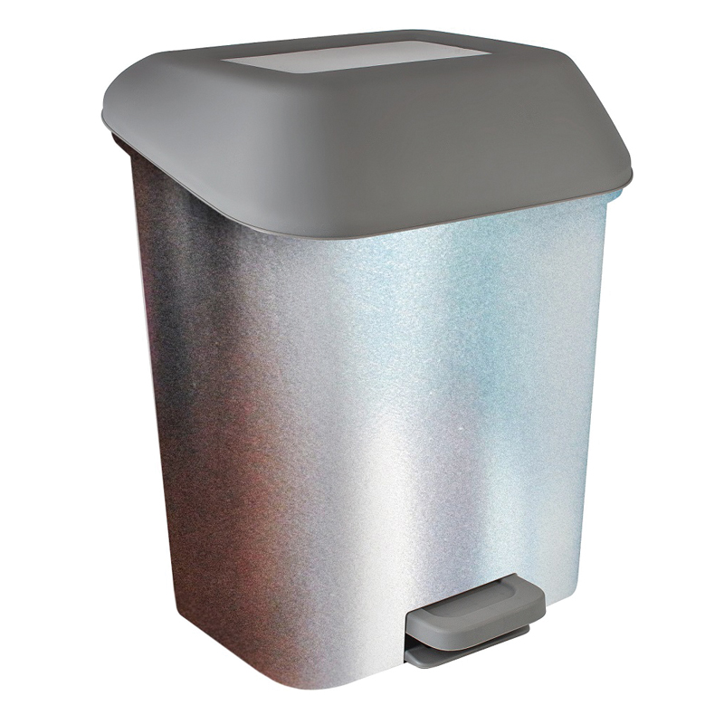 Ведро-контейнер для мусора (урна) Spin&Clean "Decor", 15л, с педалью, прямоугольное, металл.покрытие