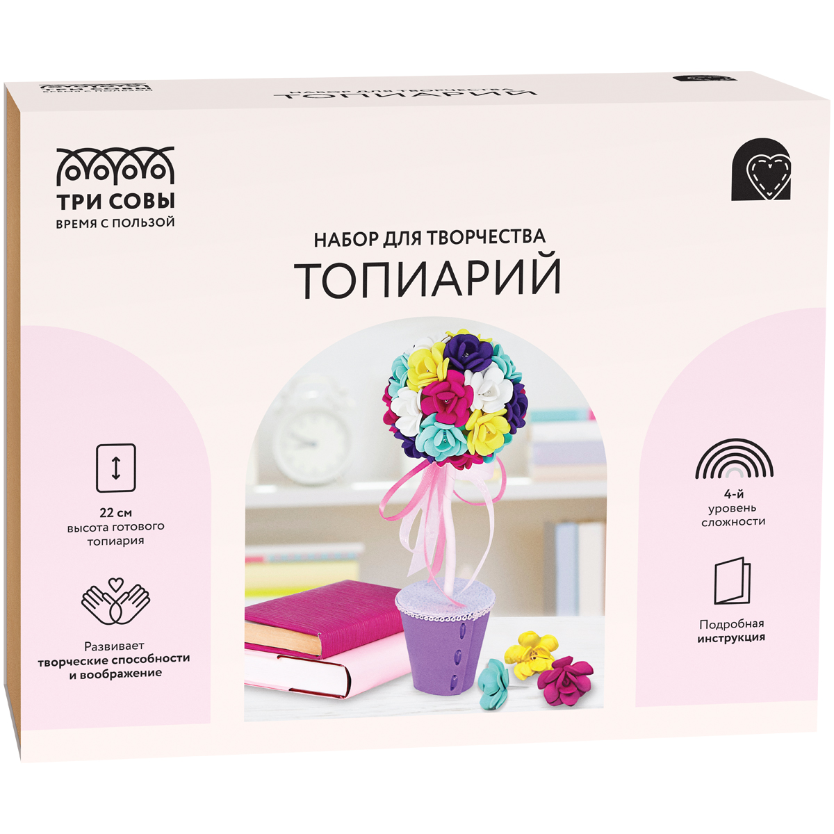 Набор для творчества ТРИ СОВЫ, топиарий "Розы", картонная коробка ТДМ_07363