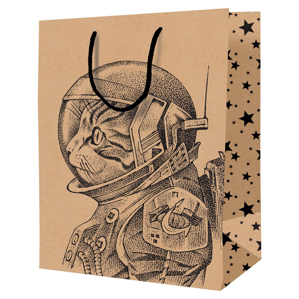 Пакет подарочный 11*14*6,5см ArtSpace "Space Cat", крафт K_46056