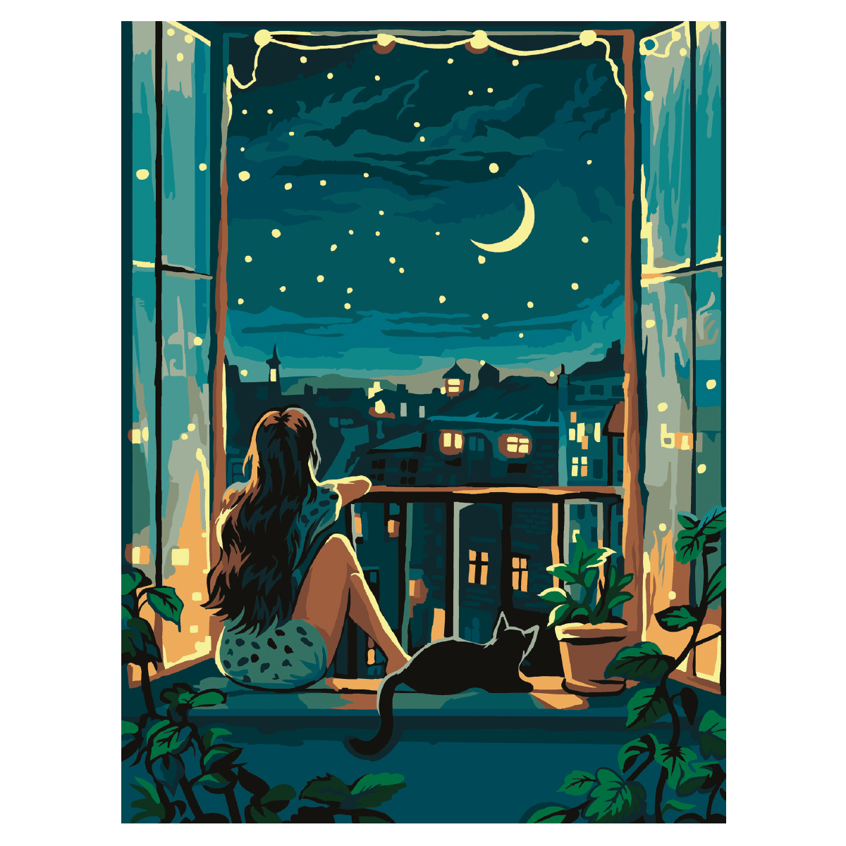 Картина по номерам на картоне ТРИ СОВЫ "Звездная ночь", 30*40, с акриловыми красками и кистями КК3040_57381