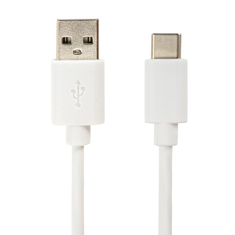 Кабель белый USB 2.0-Type-C, 1 м, SONNEN, медь, для передачи данных и зарядки, 513558  513558