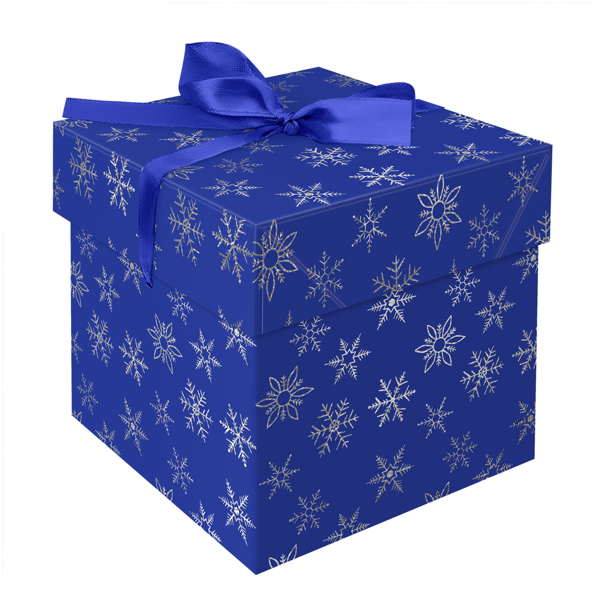 Коробка складная подарочная MESHU "Snowflakes", (15*15*15см), с лентой, отд.фольгой MS_54186