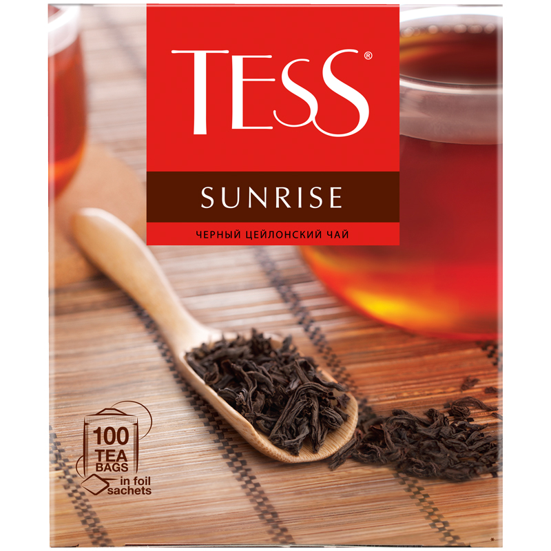 Чай Tess "Sunrise", черный, 100 фольг. пакетиков по 1,8г 0918-09