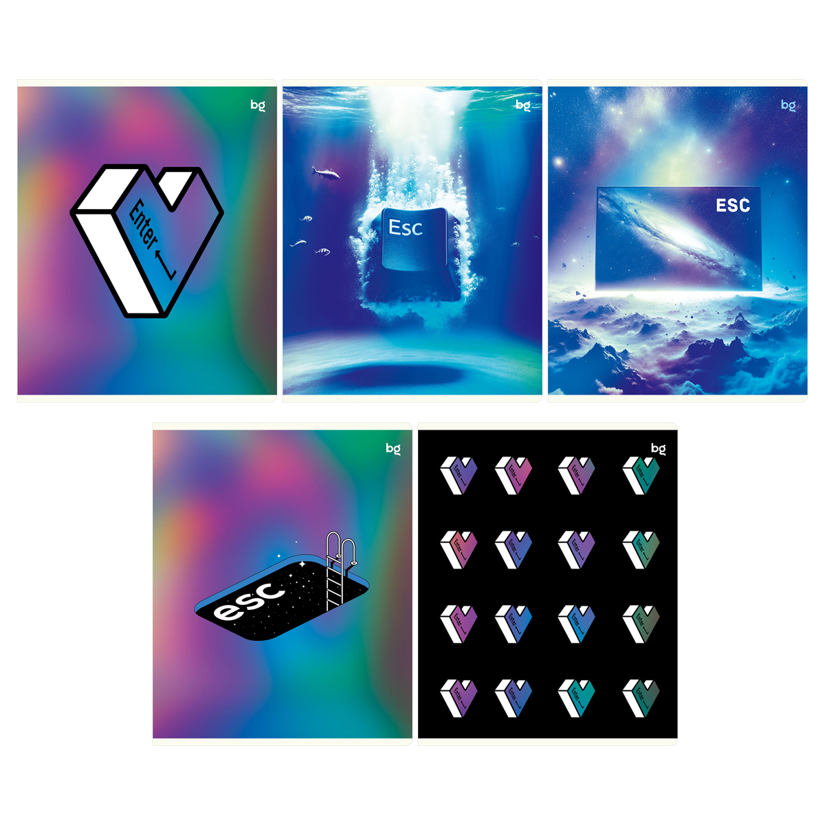 Тетрадь 60л., А5, клетка BG "Клавиша", микро sandy-touch лак Т5ск60_вл 60334