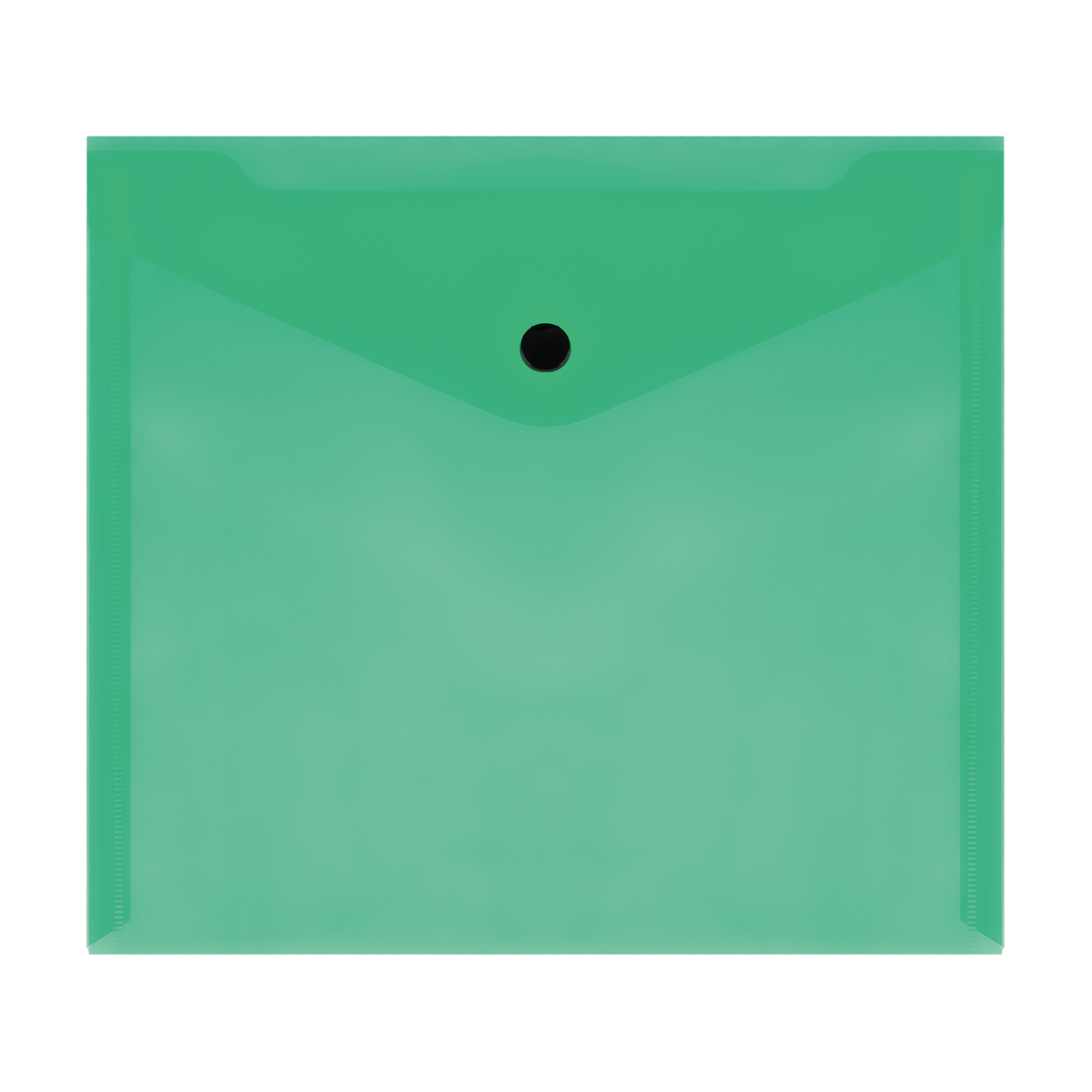 Папка-конверт на кнопке СТАММ, А5 (190*240мм), 150мкм, прозрачная, зеленая ММ-32278