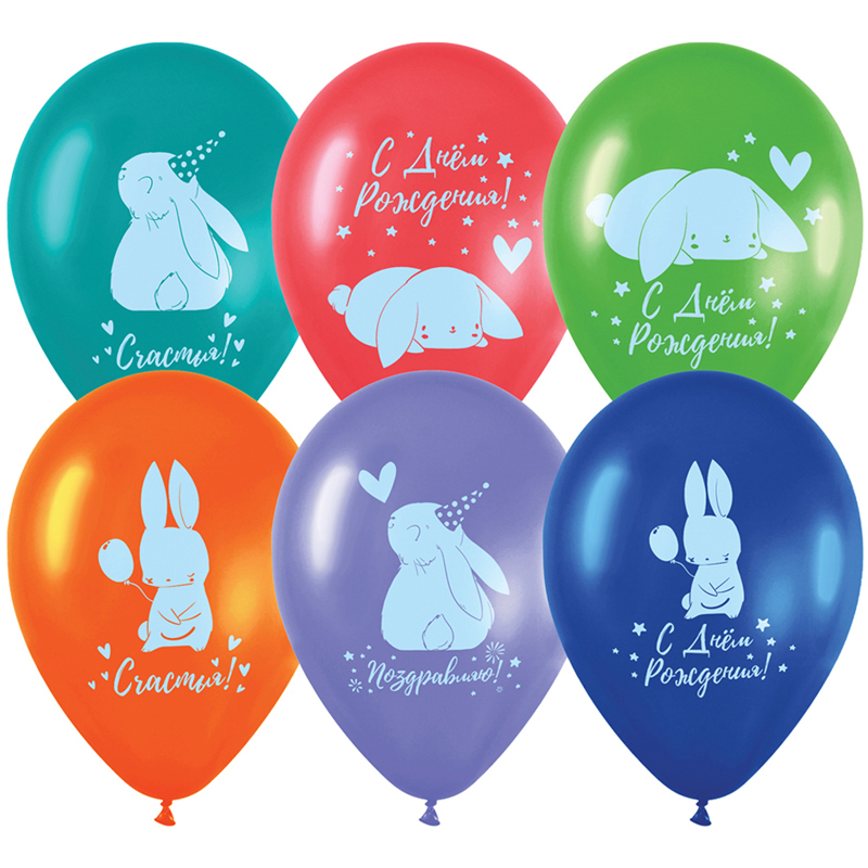 Воздушные шары,  50шт., М12/30см, MESHU "Honey bunny", пастель, ассорти MS_42103