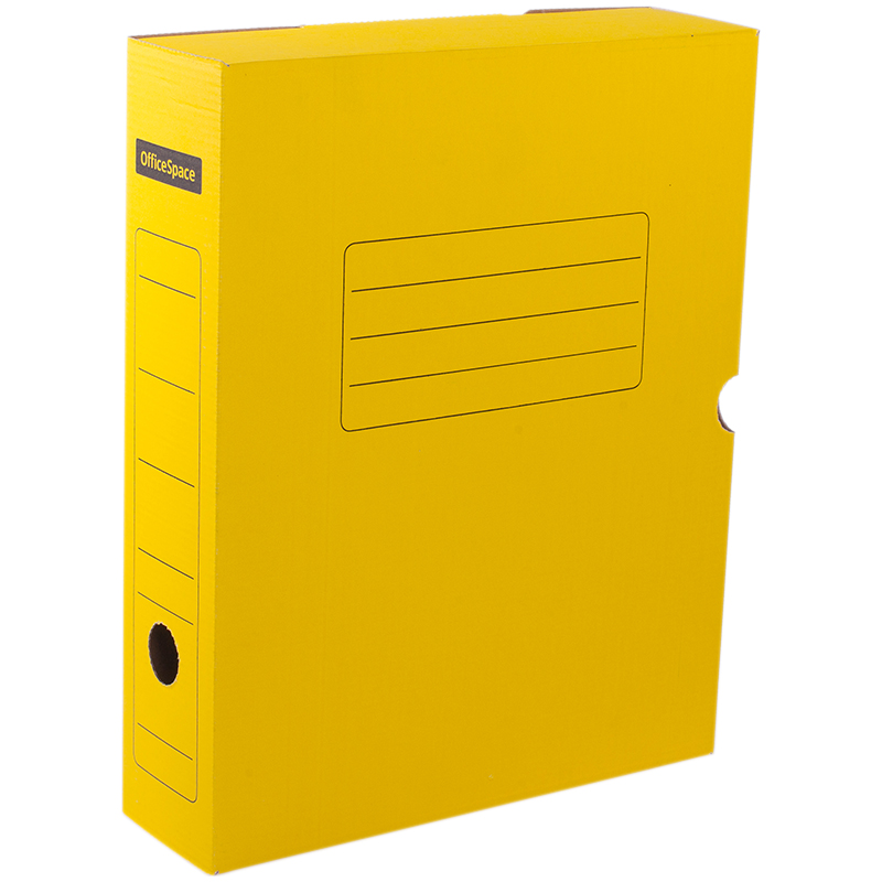 Короб архивный с клапаном OfficeSpace, микрогофрокартон,  75мм, желтый, до 700л. 225413