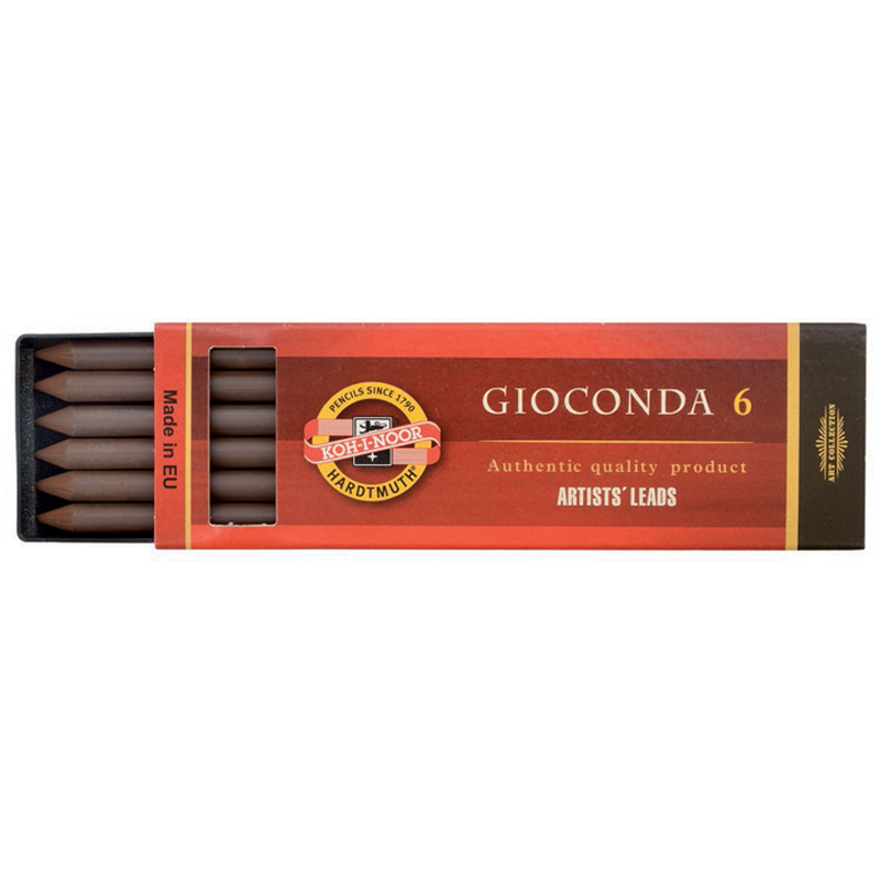 Сепия Koh-I-Noor "Gioconda", коричневая светлая, стержень, 5,6мм, 6шт., пластик короб 4377011006PK