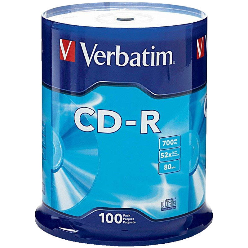Диск CD-R 700Mb Verbatim 52x Cake Box (100шт) 43411