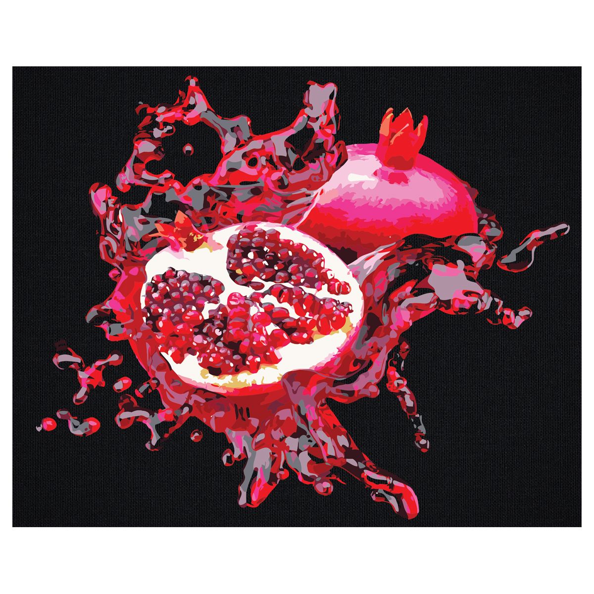 Картина по номерам на черном холсте ТРИ СОВЫ "Сочный гранат", 40*50, c акриловыми красками и кистями КХп_48167