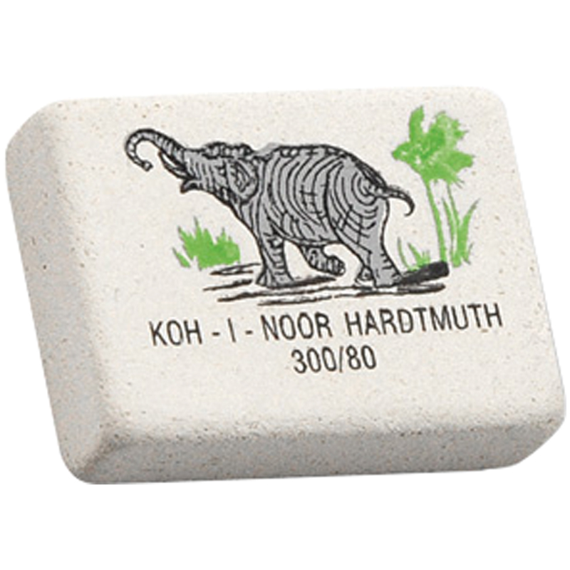 Ластик Koh-I-Noor "Elephant" 300/80, прямоугольный, натуральный каучук, 26*18,5*8мм, цветной 0300080