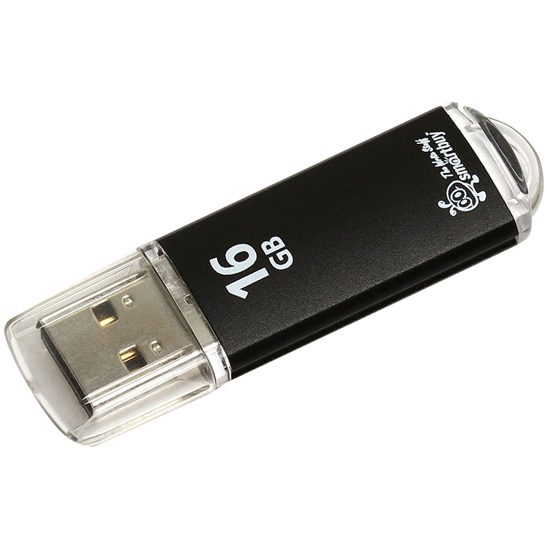 Память Smart Buy "V-Cut"  16GB, USB 2.0 Flash Drive, черный (металл.корпус) SB16GBVC-K