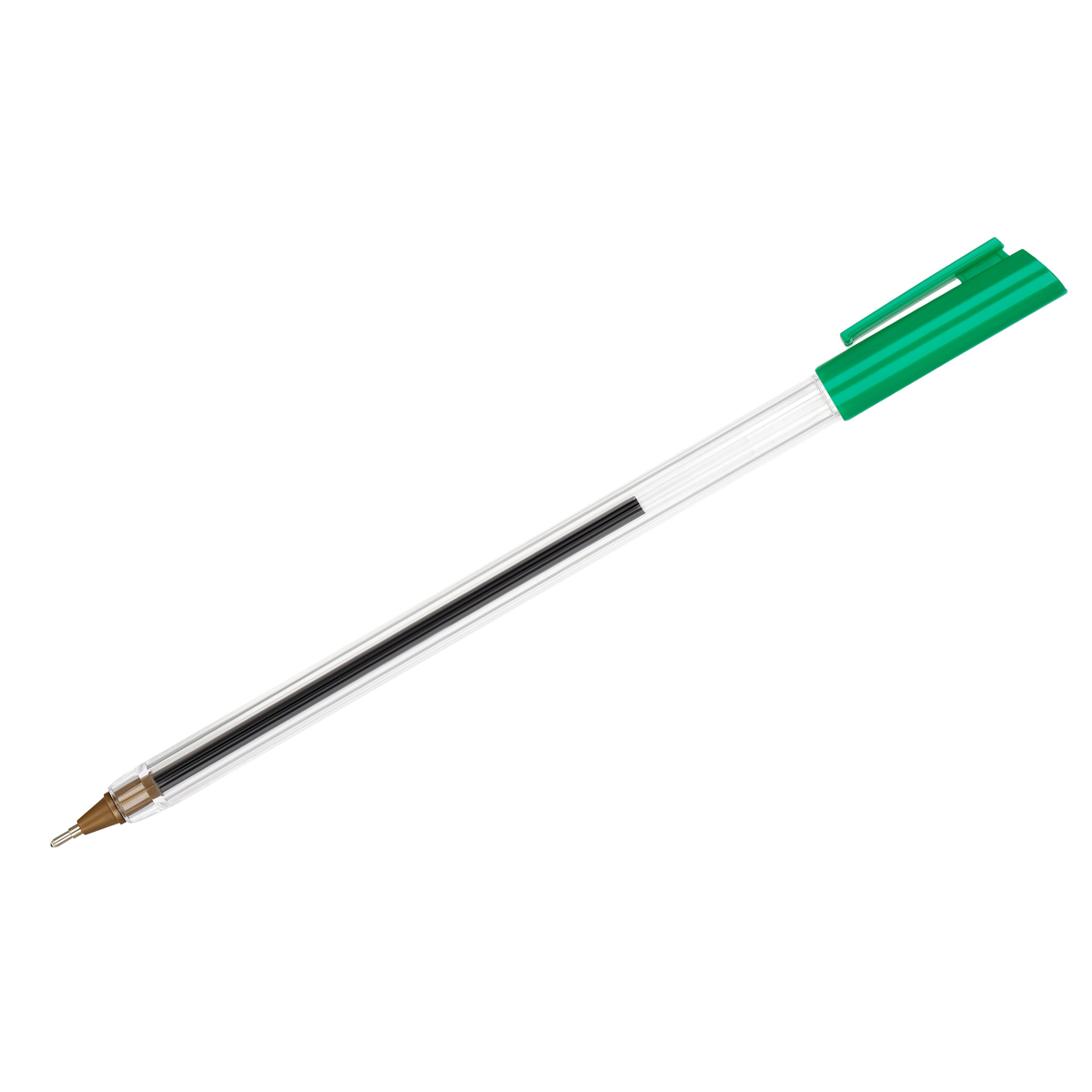 Ручка шариковая Стамм "РШ 800" зеленая, 0,7мм, прозрачный корпус РШ802