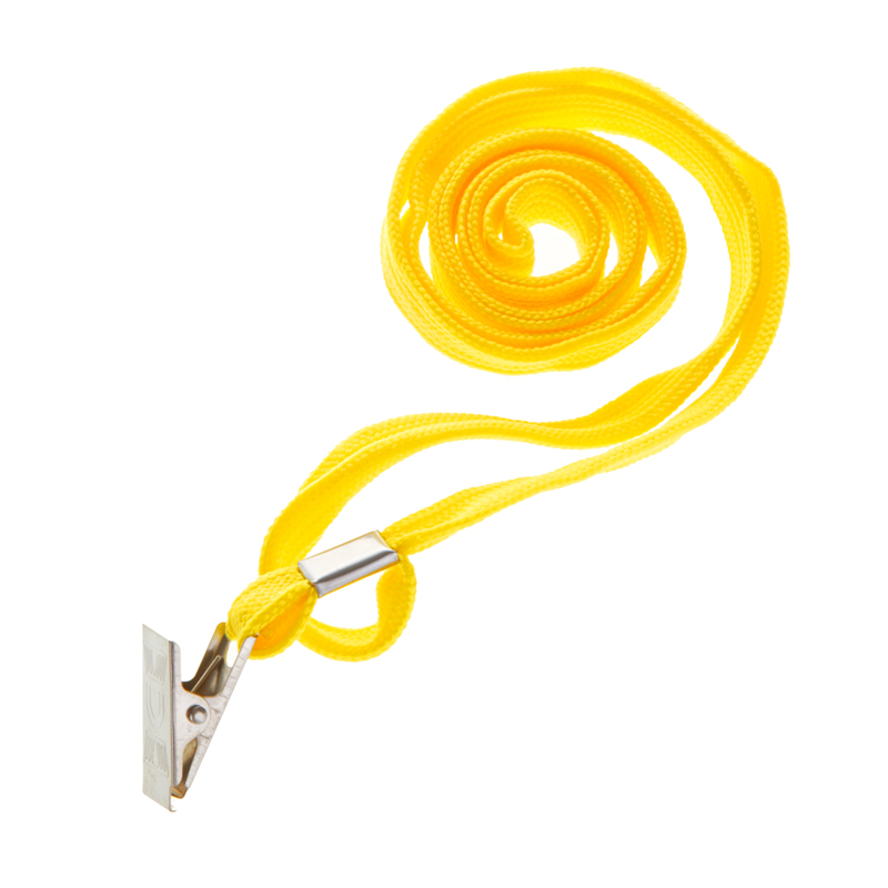 Шнурок для бейджей OfficeSpace, 45см, металлический клип, желтый 284668