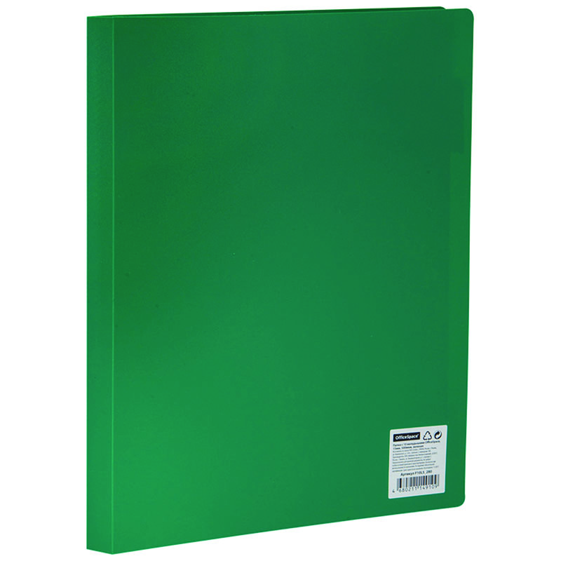 Папка с 10 вкладышами OfficeSpace, 9мм, 400мкм, зеленая F10L5_280