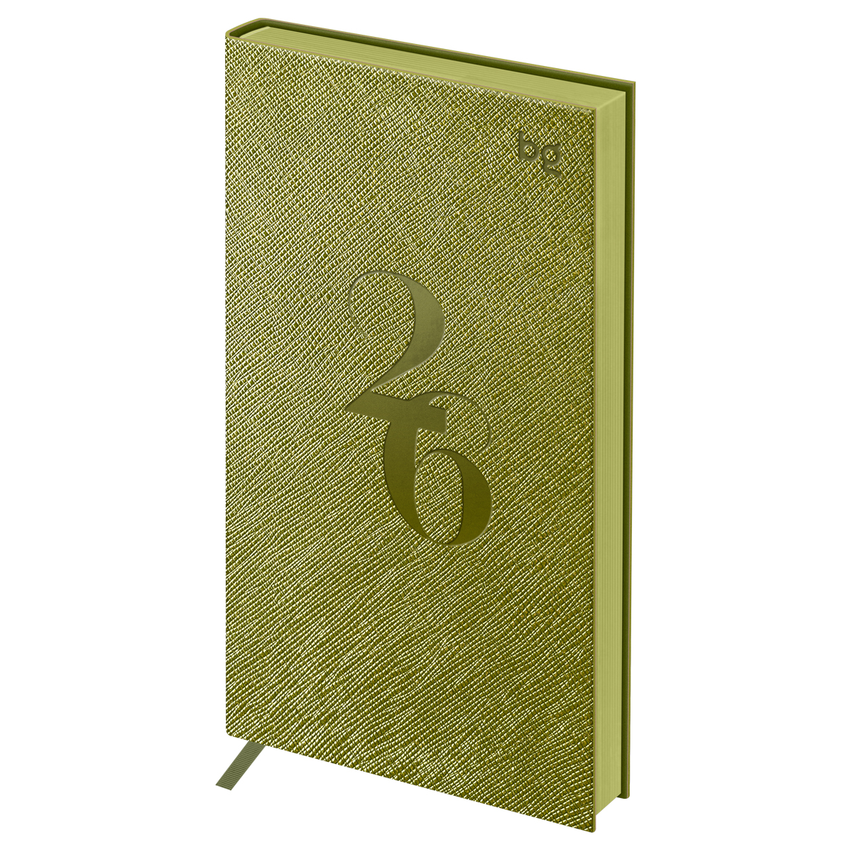 Еженедельник датированный 2026г., 90*165, 64л., мягкий переплет, кожзам, BG "Shine. Olive", оливковый, цветной срез Wd_09836