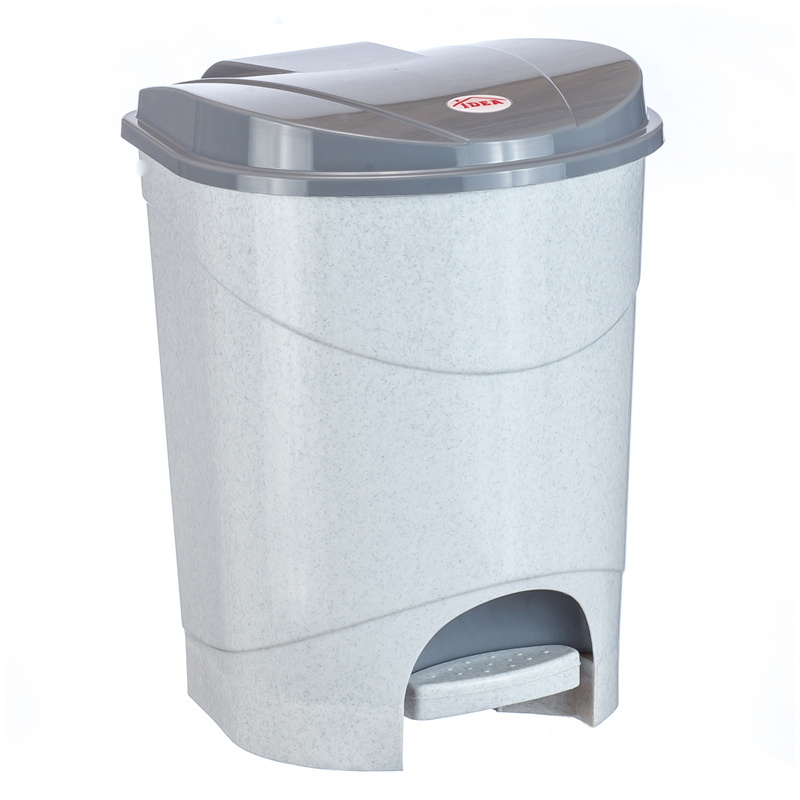 Ведро-контейнер для мусора (урна) Idea, 19л, с педалью, пластик, мраморный М 2892