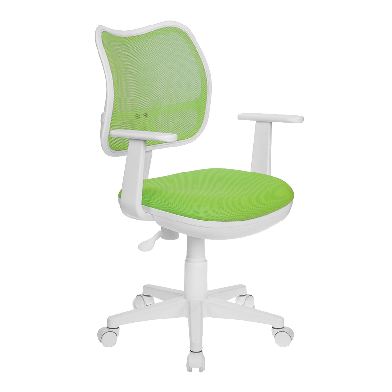 Кресло детское Бюрократ CH-W797, PL, ткань салатовая/сетка, механизм качания, пластик белый 664136