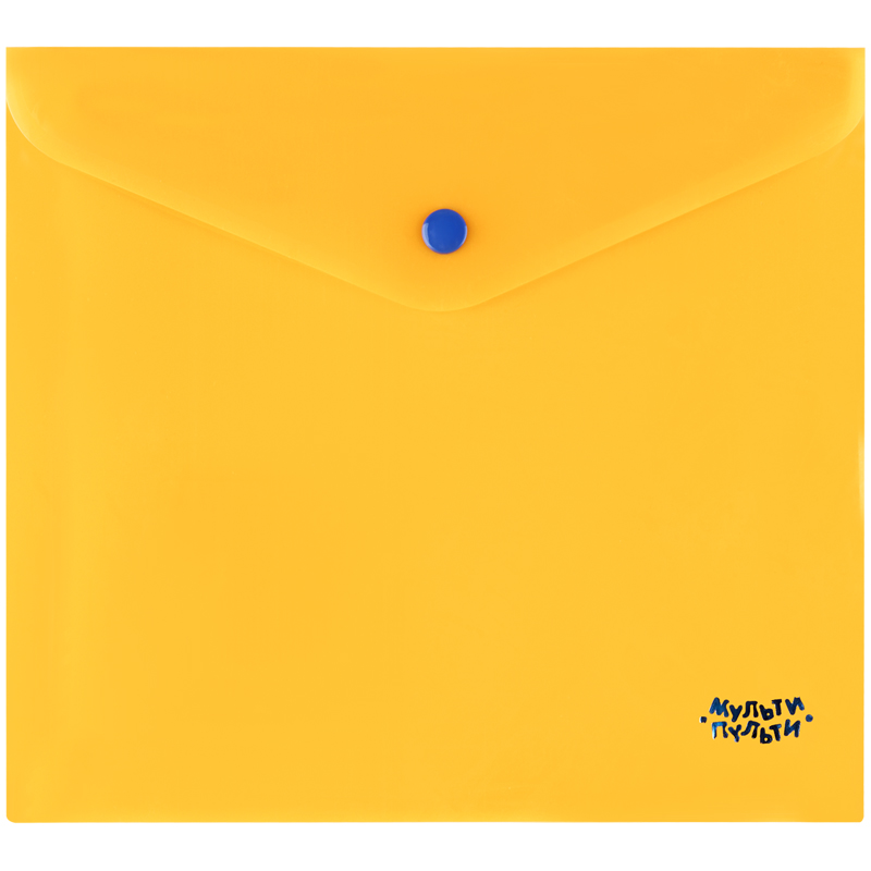 Папка-конверт на кнопке Мульти-Пульти, А5+, 160мкм, полупрозрачная, оранжевая ПНК_41378