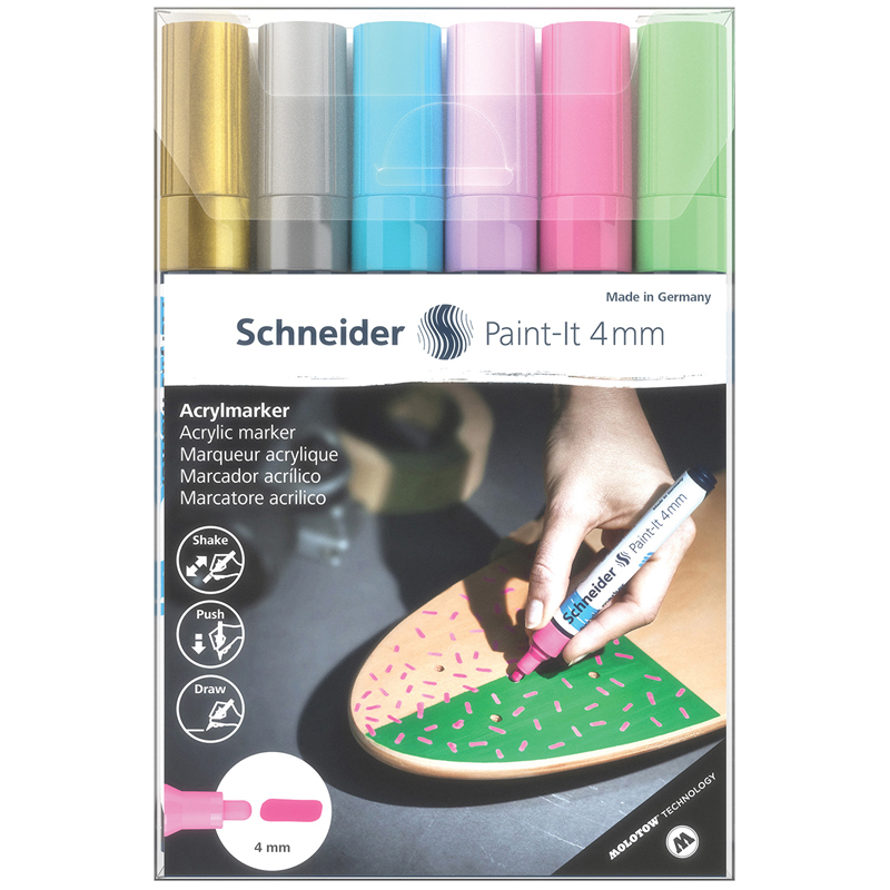 Набор маркеров акриловых Schneider "Paint-it 320", 4мм, ассорти, 6шт. 120296