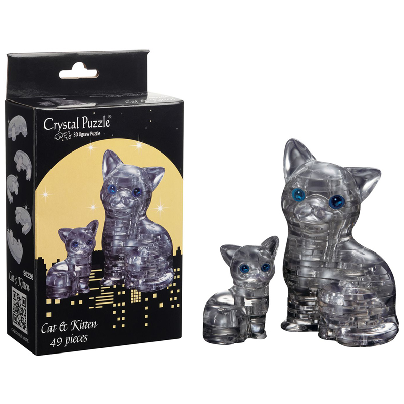 Пазл 3D Crystal puzzle "Кошка черная", картонная коробка 90226